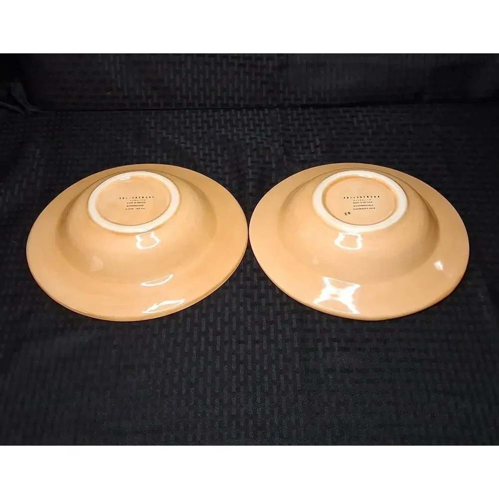 Pottery Barn Sausalito Amber Yellow Earthenware Soup Pasta Bowls Mexico Set 2